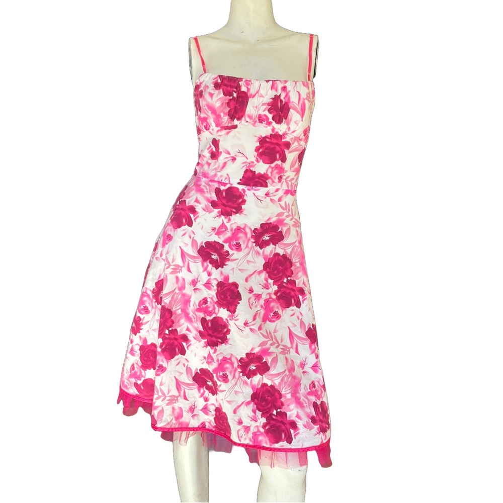 Ruby Rox Pink Floral Dress Sz 3 (Fits XS/S) – Fit and Flare, Crinoline Hem
